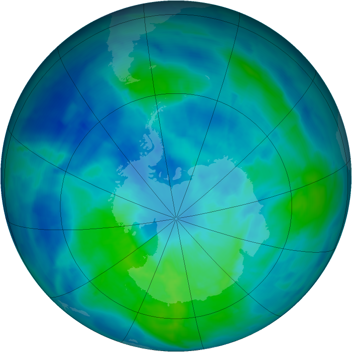 Antarctic ozone map for 20 March 2014